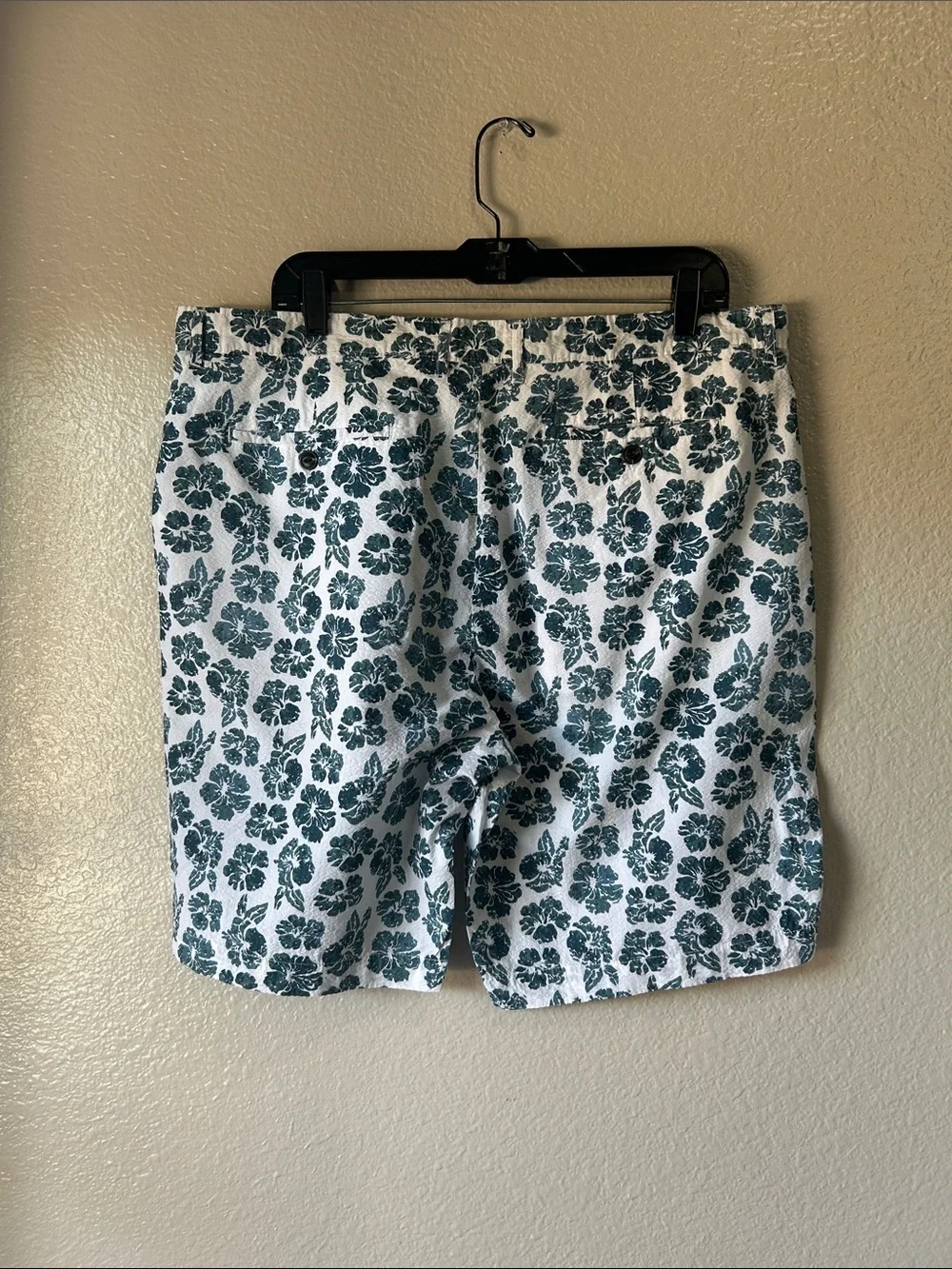 Jachs New York Men Teal Floral Cotton Shorts Summer Casual Vacation Sz 36 TC0003